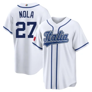 Men's Aaron Nola Italy Baseball White 2026 World Classic Home Stadium Jersey