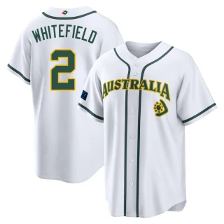 Men's Aaron Whitefield Australia Baseball White 2026 World Classic Home Stadium Jersey