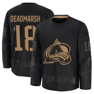 Men's Adam Deadmarsh Colorado Avalanche Black Premium 2024 Military Appreciation Practice Jersey