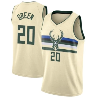 Men's AJ Green Milwaukee Bucks Green Swingman Cream Jersey - City Edition