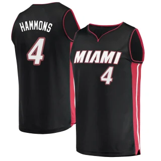 Men's A.J. Hammons Miami Heat Black Fast Break Jersey - Icon Edition