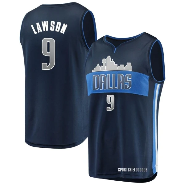 Men's A.J. Lawson Dallas Mavericks Navy Fast Break Jersey - Statement Edition