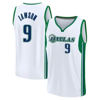 Men's A.J. Lawson Dallas Mavericks White Fast Break 2021/22 Replica City Edition Jersey