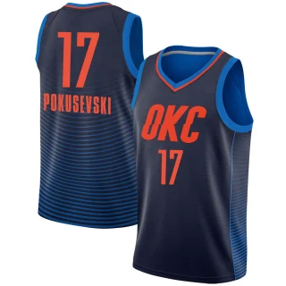 Men's Aleksej Pokusevski Oklahoma City Thunder Navy Swingman Jersey - Statement Edition