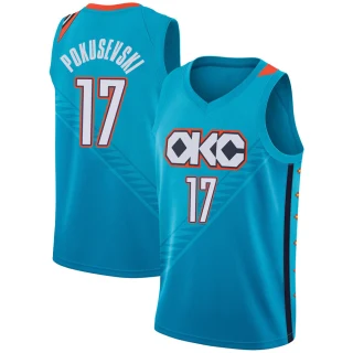 Men's Aleksej Pokusevski Oklahoma City Thunder Swingman Turquoise 2018/19 Jersey - City Edition