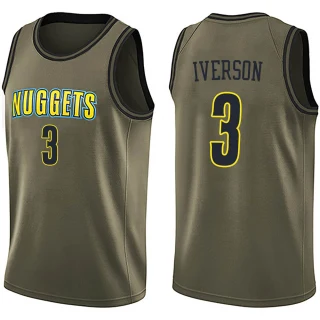 Men's Allen Iverson Denver Nuggets Green Swingman Salute to Service Jersey