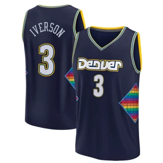 Men's Allen Iverson Denver Nuggets Navy Fast Break 2021/22 Replica City Edition Jersey