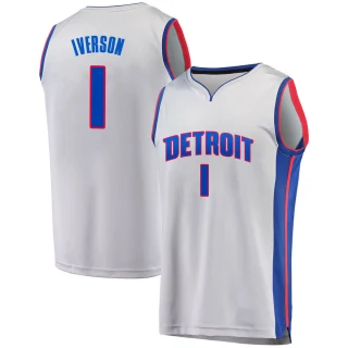 Men's Allen Iverson Detroit Pistons Gray Fast Break Alternate Jersey - Statement Edition