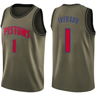 Men's Allen Iverson Detroit Pistons Green Swingman Salute to Service Jersey