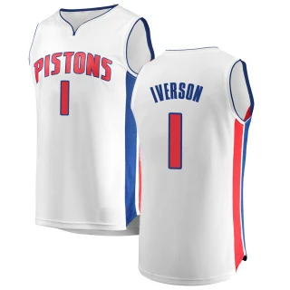Men's Allen Iverson Detroit Pistons White Fast Break Jersey - Association Edition