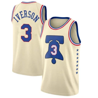 Men's Allen Iverson Philadelphia 76ers Cream Swingman 2020/21 Jersey - Earned Edition