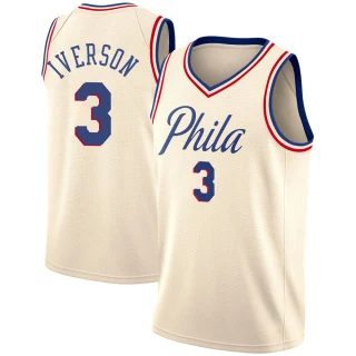 Men's Allen Iverson Philadelphia 76ers Cream Swingman Jersey - City Edition