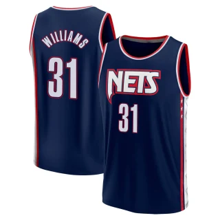 Men's Alondes Williams Brooklyn Nets Navy Fast Break 2021/22 Replica City Edition Jersey