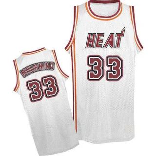 Men's Alonzo Mourning Miami Heat White Swingman Throwback Jersey