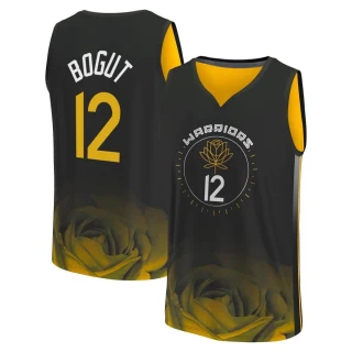 Men's Andrew Bogut Golden State Warriors Gold Fast Break Black 2022/23 City Edition Jersey