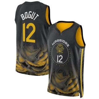 Men's Andrew Bogut Golden State Warriors Gold Swingman Black 2022/23 City Edition Jersey