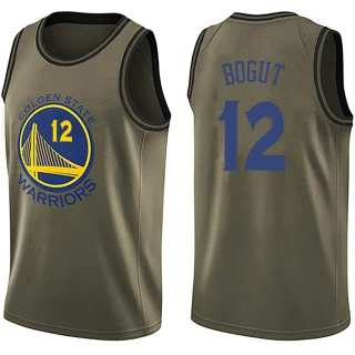 Men's Andrew Bogut Golden State Warriors Gold Swingman Green Salute to Service Jersey