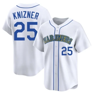 Men's Andrew Knizner Seattle Mariners White Limited Throwback Cooperstown Collection Jersey