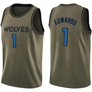 Men's Anthony Edwards Minnesota Timberwolves Green Swingman Salute to Service Jersey