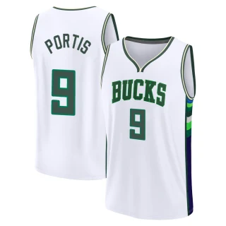 Men's Bobby Portis Milwaukee Bucks White Fast Break 2021/22 Replica City Edition Jersey