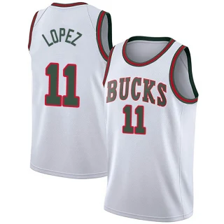 Men's Brook Lopez Milwaukee Bucks White Swingman Fashion Hardwood Classics Jersey