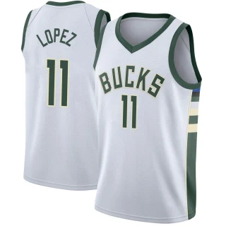 Men's Brook Lopez Milwaukee Bucks White Swingman Jersey - Association Edition