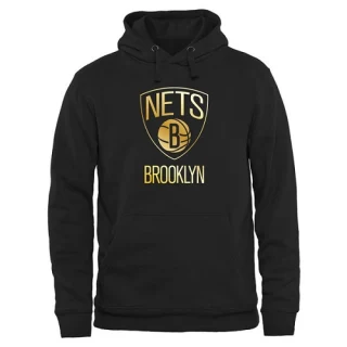 Men's Brooklyn Nets Gold Collection Pullover Hoodie - Black