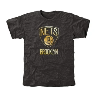 Men's Brooklyn Nets Gold Collection Tri-Blend T-Shirt - Black