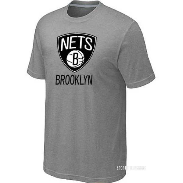 Men's Brooklyn Nets Grey Big & Tall Primary Logo T-Shirt -