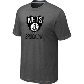 Men's Brooklyn Nets Grey Big & Tall Primary Logo T-Shirt - Dark