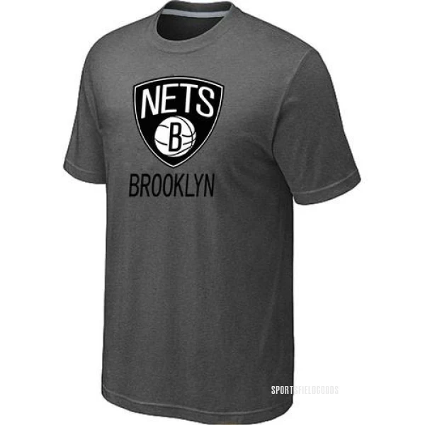 Men's Brooklyn Nets Grey Big & Tall Primary Logo T-Shirt - Dark