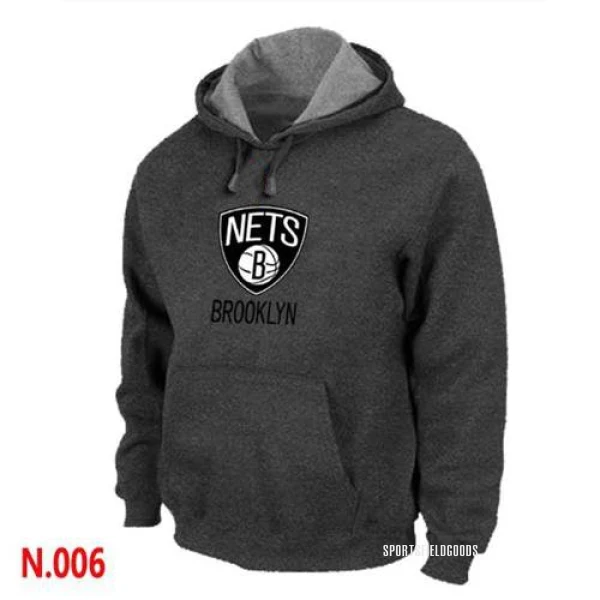Men's Brooklyn Nets Grey Pullover Hoodie - Dark
