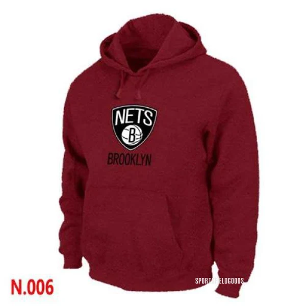 Men's Brooklyn Nets Red Pullover Hoodie -