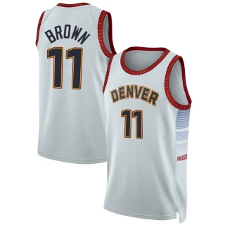 Men's Bruce Brown Denver Nuggets Brown Swingman Silver 2022/23 City Edition Jersey