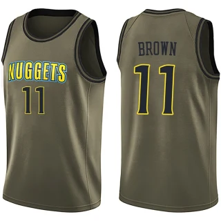 Men's Bruce Brown Denver Nuggets Green Swingman Salute to Service Jersey