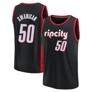 Men's Caleb Swanigan Portland Trail Blazers Black Fast Break 2021/22 Replica City Edition Jersey