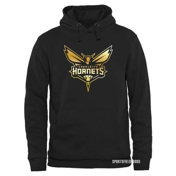Men's Charlotte Hornets Gold Collection Pullover Hoodie - Black