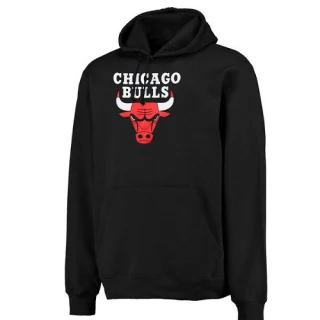 Men's Chicago Bulls Black Logo Pullover Hoodie Sweatshirt -