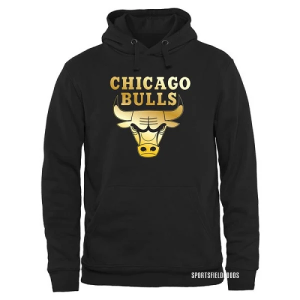 Men's Chicago Bulls Gold Collection Pullover Hoodie - Black