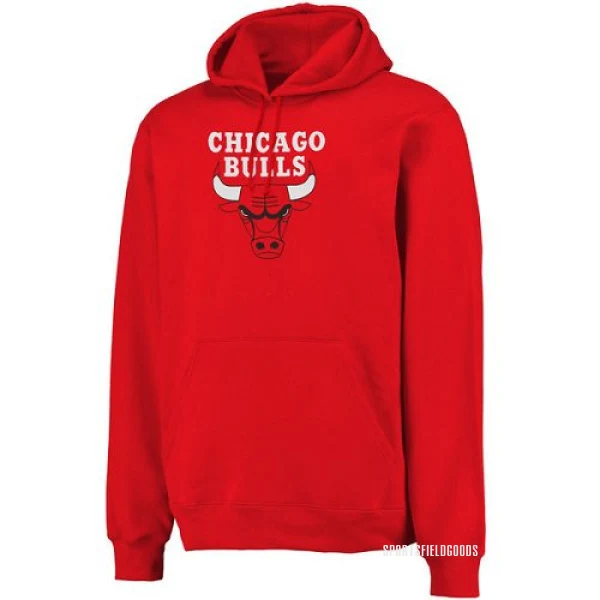 Men's Chicago Bulls Red Logo Pullover Hoodie Sweatshirt -