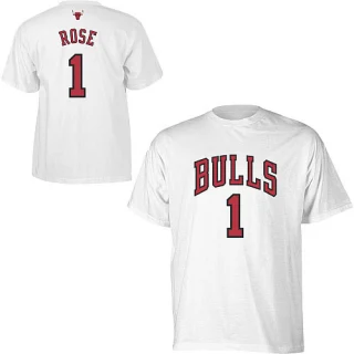 Men's Chicago Bulls White Game Derrick Rose Time T-Shirt -