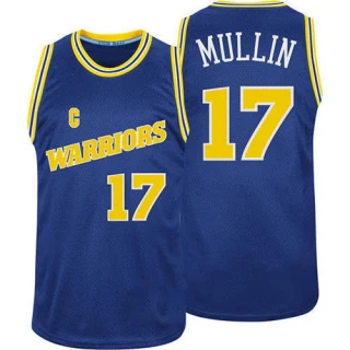 Men's Chris Mullin Golden State Warriors Blue Authentic Throwback 2015 The Finals Patch Jersey