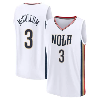 Men's CJ McCollum New Orleans Pelicans White Fast Break 2021/22 Replica City Edition Jersey