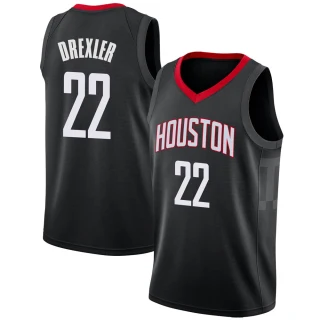 Men's Clyde Drexler Houston Rockets Black Swingman Jersey - Statement Edition