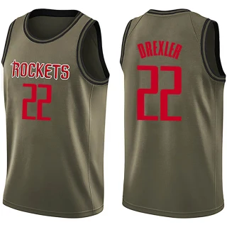 Men's Clyde Drexler Houston Rockets Green Swingman Salute to Service Jersey
