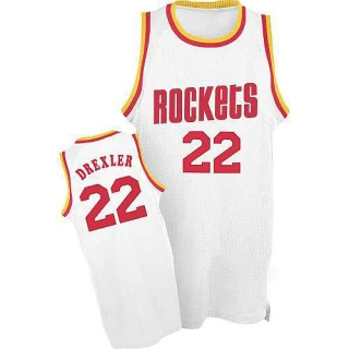 Men's Clyde Drexler Houston Rockets White Authentic Throwback Jersey