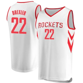 Men's Clyde Drexler Houston Rockets White Fast Break Jersey - Association Edition