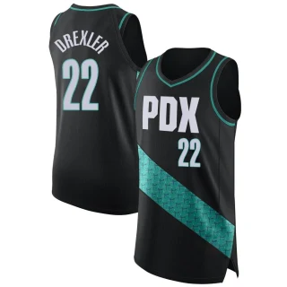 Men's Clyde Drexler Portland Trail Blazers Black Authentic 2022/23 City Edition Jersey