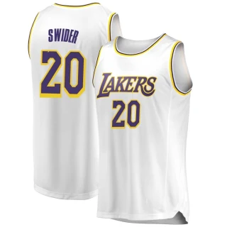 Men's Cole Swider Los Angeles Lakers White Swingman 2018/19 Jersey - Association Edition