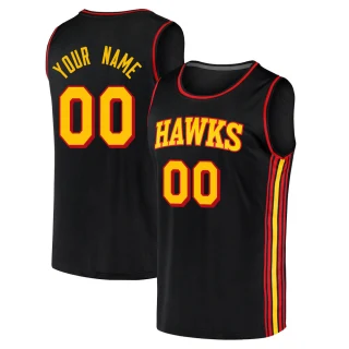Men's Custom Atlanta Hawks Black Fast Break Custom 2020/21 Jersey - Statement Edition